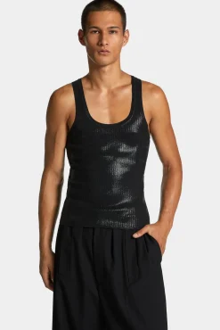 Coated Ribbed Knit Top