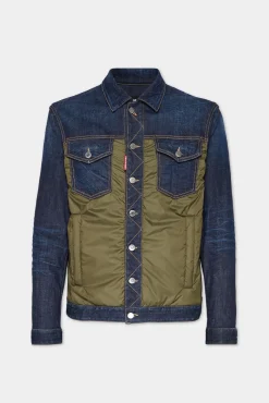 Dark Urban Wash Denim Puffer Jean Jacket