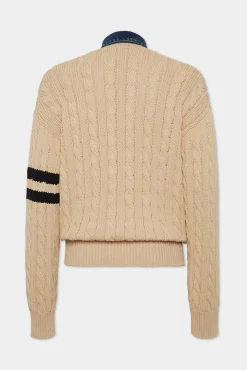 Denim Detail Knit Cardigan