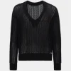 Open-Knit V Neck Pullover