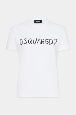 White Fade Just Right Fit Handwritten Logo T-Shirt